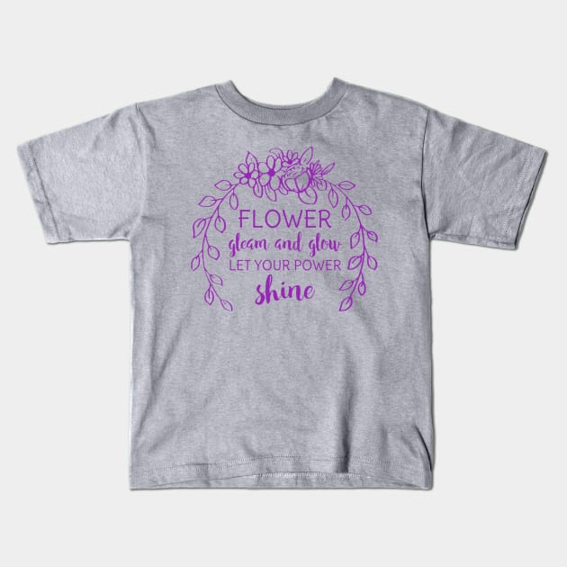 Flower, gleam, and glow Kids T-Shirt by christiemcg